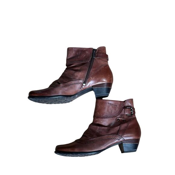 Venturini Eleganza Brown Leather Ankle Boots Women size 7 - Picture 10 of 14